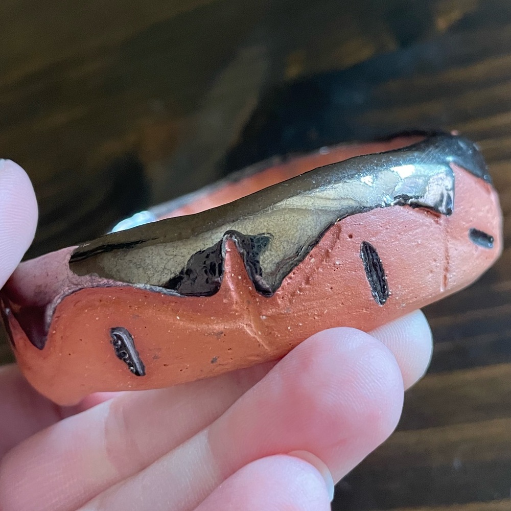 Handmade Clay and Silver Bracelet